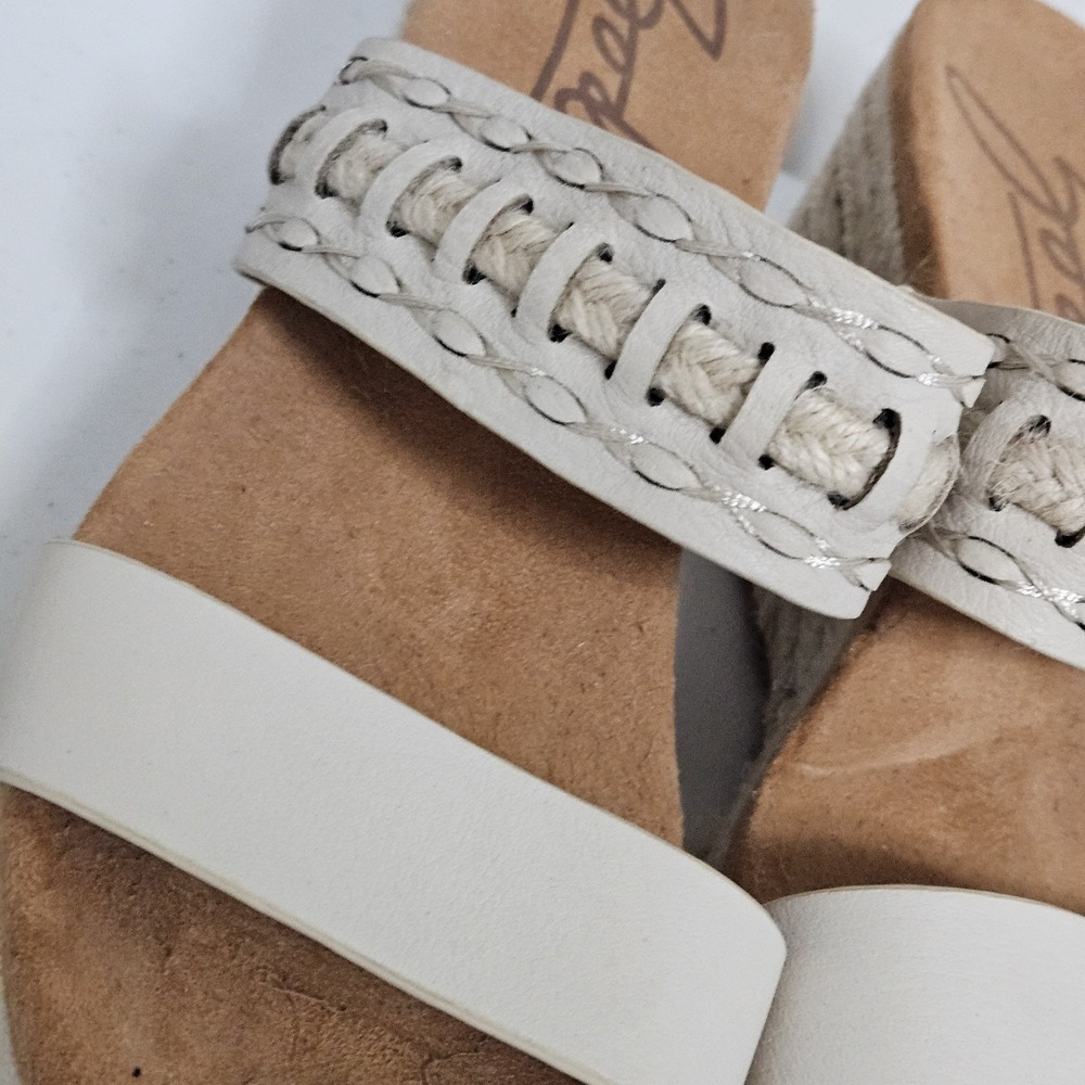 Zodiac Wedge Sandals Women 10 White Poppy Espadrille Slide Leather Platform Boho - Picture 11 of 11